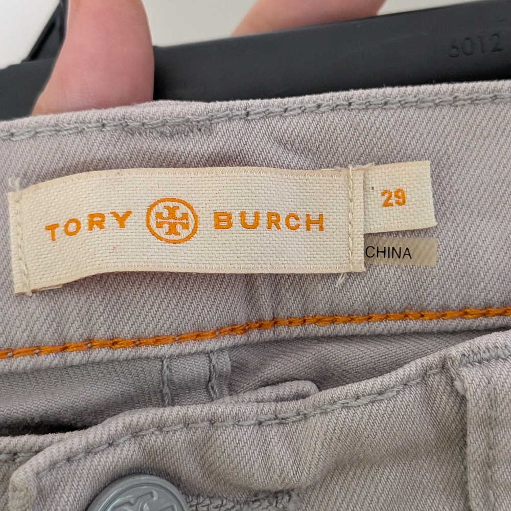 Tory Burch Grey Ankle Pants Button Hem Stretch Cotton Size 29 - Picture 6 of 6
